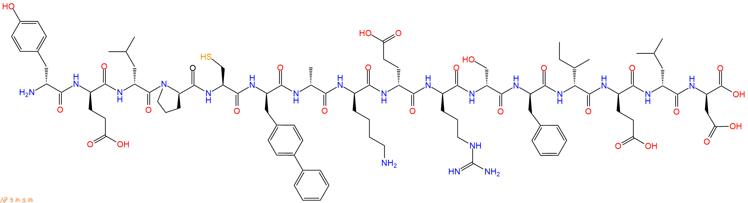 专肽生物产品H2N-DTyr-DGlu-DLeu-DPro-Cys-DBip-DAla-DLys-DGlu-DArg-DSer-DPhe-DIle-DGlu-DLeu-DAsp-OH