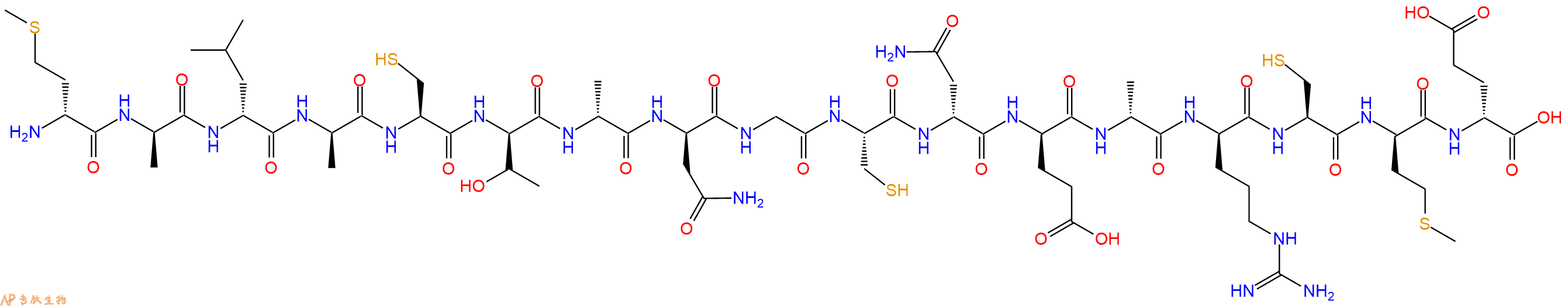 专肽生物产品H2N-DMet-DAla-DLeu-DAla-Cys-DThr-DAla-DAsn-Gly-Cys-DAsn-DGlu-DAla-DArg-Cys-DMet-DGlu-OH