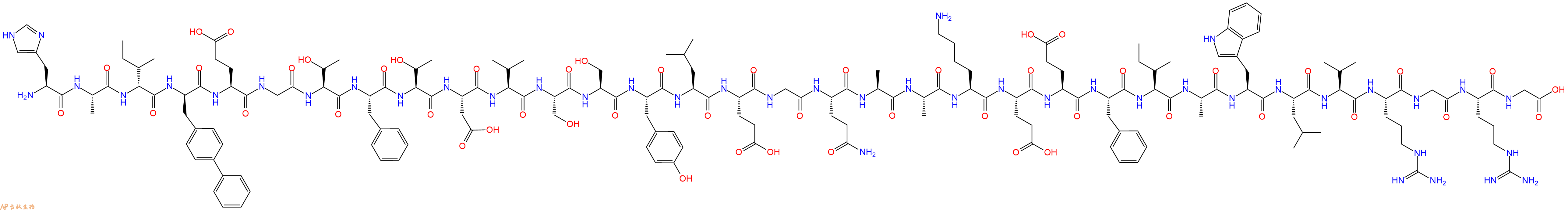 专肽生物产品H2N-His-Ala-DIle-DBip-Glu-Gly-Thr-Phe-Thr-Asp-Val-Ser-Ser-Tyr-Leu-Glu-Gly-Gln-Ala-Ala-Lys-Glu-Glu-Phe-Ile-Ala-Trp-Leu-Val-Arg-Gly-Arg-Gly-OH