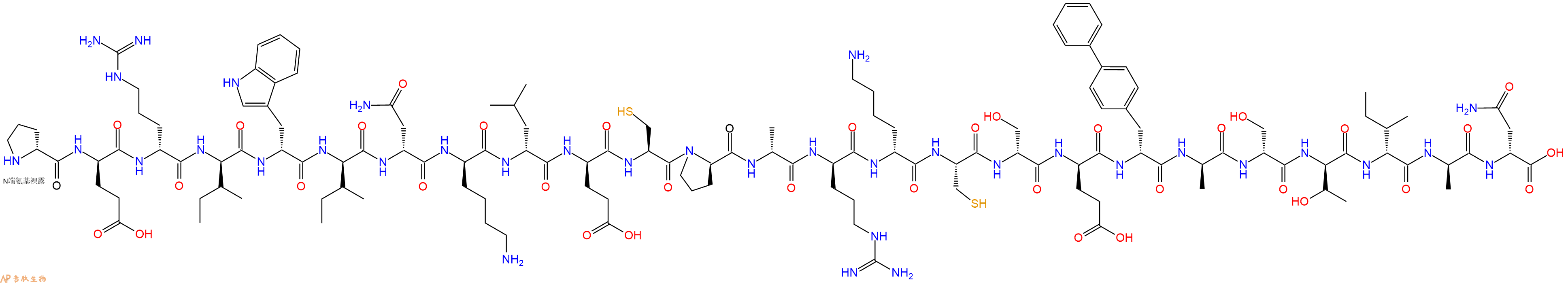 专肽生物产品H2N-DPro-DGlu-DArg-DIle-DTrp-DIle-DAsn-DLys-DLeu-DGlu-Cys-DPro-DAla-DArg-DLys-Cys-DSer-DGlu-DBip-DAla-DSer-DThr-DIle-DAla-DAsn-OH