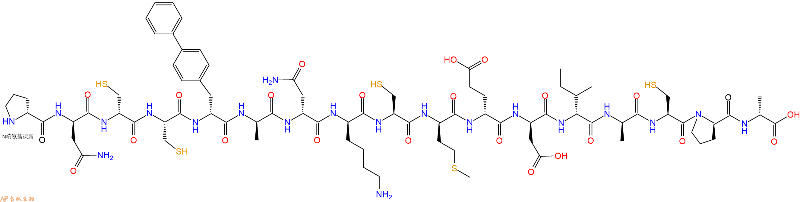 专肽生物产品H2N-DPro-DAsn-DCys-Cys-DBip-DAla-DAsn-DLys-Cys-DMet-DGlu-DAsp-DIle-DAla-Cys-DPro-DAla-OH