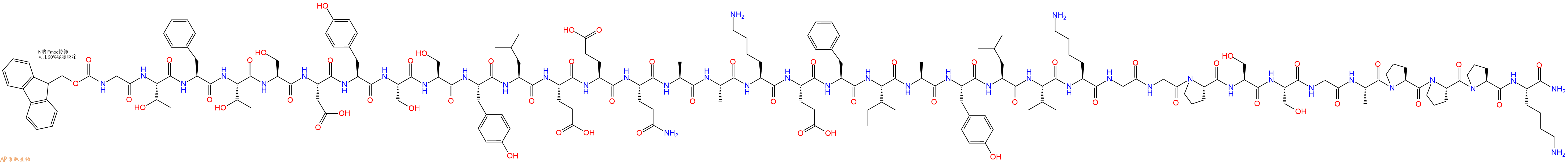 专肽生物产品Fmoc-Gly-Thr-Phe-Thr-Ser-Asp-Tyr-Ser-Ser-Tyr-Leu-Glu-Glu-Gln-Ala-Ala-Lys-Glu-Phe-Ile-Ala-Tyr-Leu-Val-Lys-Gly-Gly-Pro-Ser-Ser-Gly-Ala-Pro-Pro-Pro-Lys-CONH2