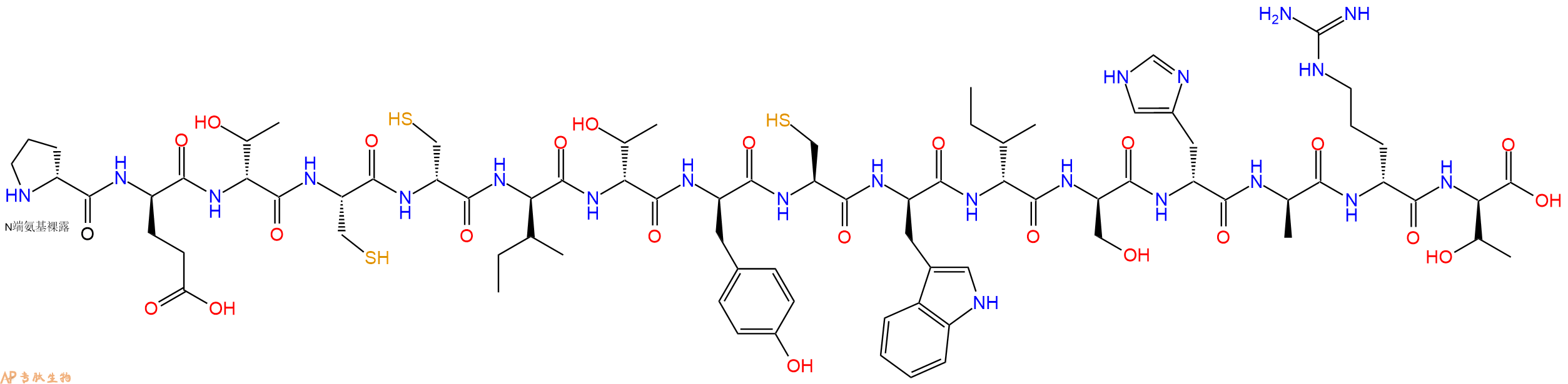 专肽生物产品H2N-DPro-DGlu-DThr-Cys-DCys-DIle-DThr-DTyr-Cys-DTrp-DIle-DSer-DHis-DAla-DArg-DThr-OH
