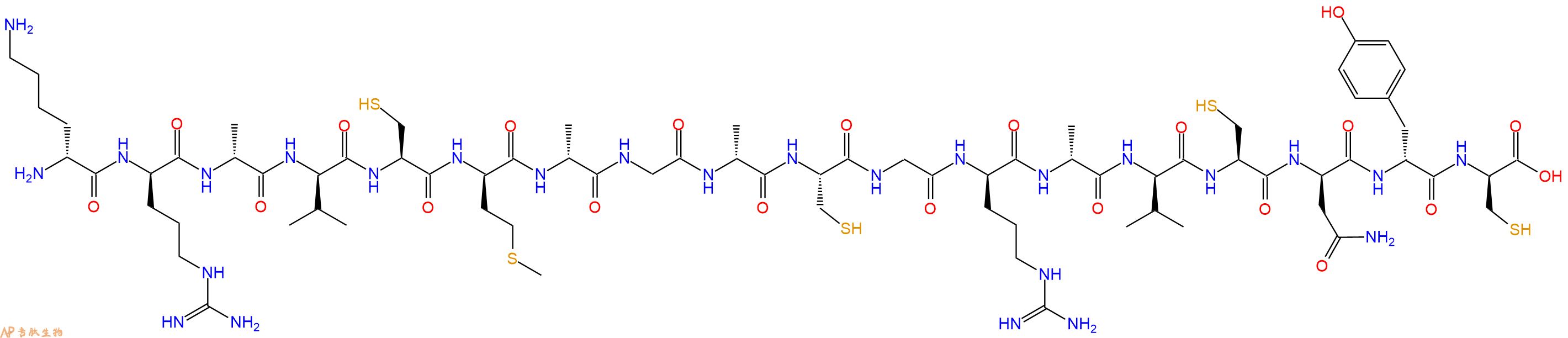 专肽生物产品H2N-DLys-DArg-DAla-DVal-Cys-DMet-DAla-Gly-DAla-Cys-Gly-DArg-DAla-DVal-Cys-DAsn-DTyr-DCys-OH
