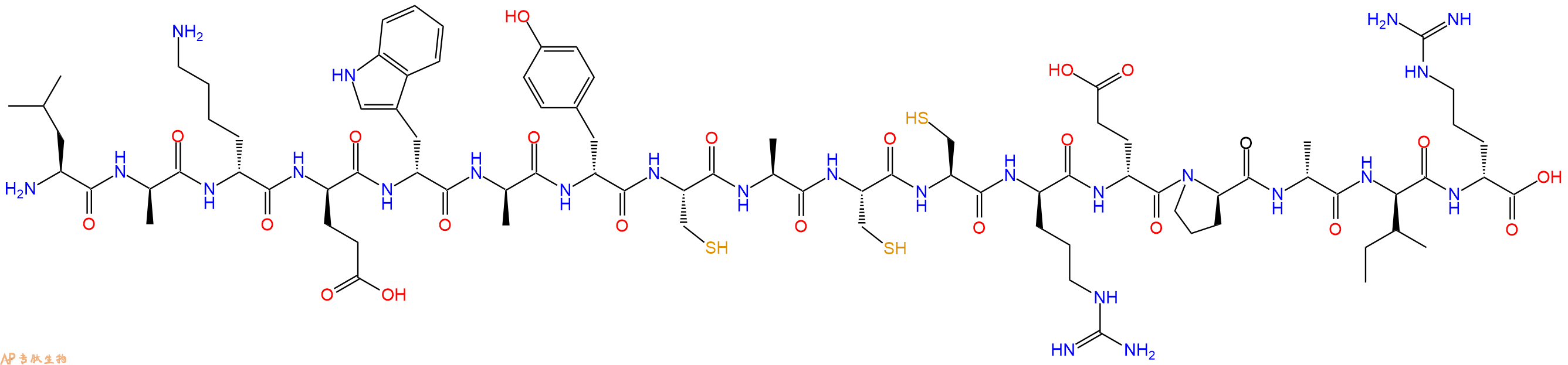 专肽生物产品H2N-Leu-DAla-DLys-DGlu-DTrp-DAla-DTyr-Cys-Ala-Cys-Cys-DArg-DGlu-DPro-DAla-DIle-DArg-OH