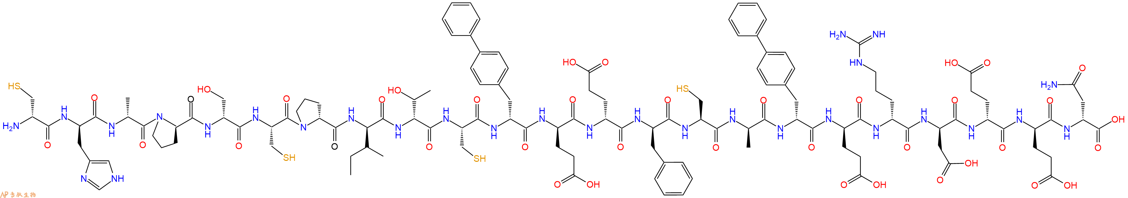 专肽生物产品H2N-DCys-DHis-DAla-DPro-DSer-Cys-DPro-DIle-DThr-Cys-DBip-DGlu-DGlu-DPhe-Cys-DAla-DBip-DGlu-DArg-DAsp-DGlu-DGlu-DAsn-OH
