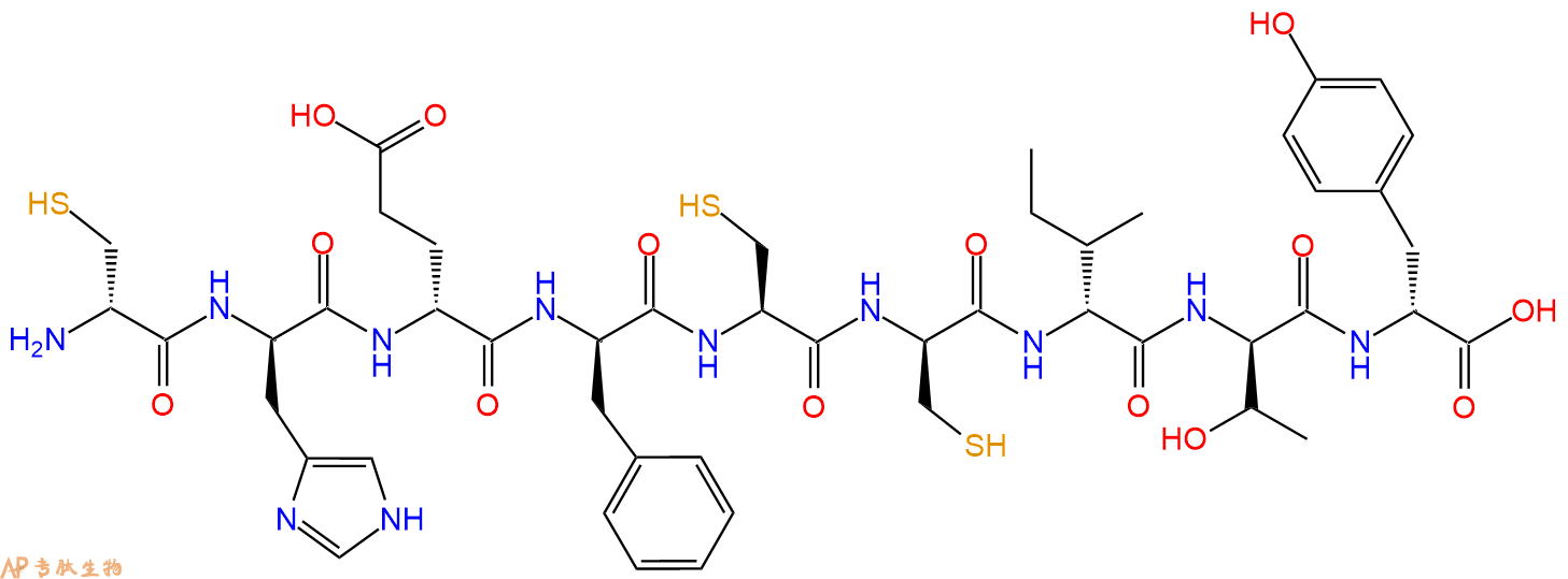 专肽生物产品H2N-DCys-DHis-DGlu-DPhe-Cys-DCys-DIle-DThr-DTyr-OH