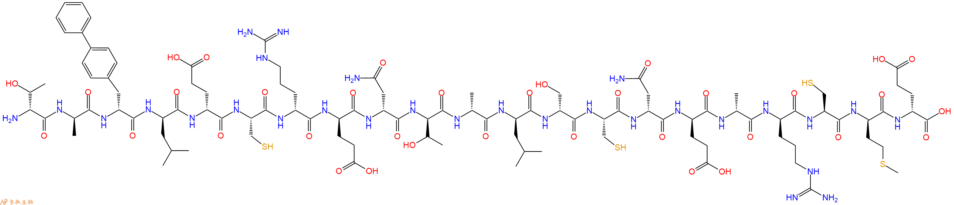 专肽生物产品H2N-DThr-DAla-DBip-DLeu-DGlu-Cys-DArg-DGlu-DAsn-DThr-DAla-DLeu-DSer-Cys-DAsn-DGlu-DAla-DArg-Cys-DMet-DGlu-OH