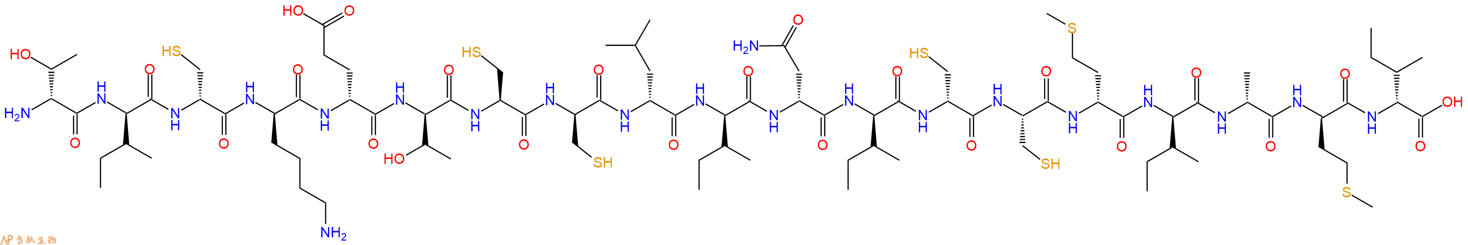 专肽生物产品H2N-DThr-DIle-DCys-DLys-DGlu-DThr-Cys-DCys-DLeu-DIle-DAsn-DIle-DCys-Cys-DMet-DIle-DAla-DMet-DIle-OH