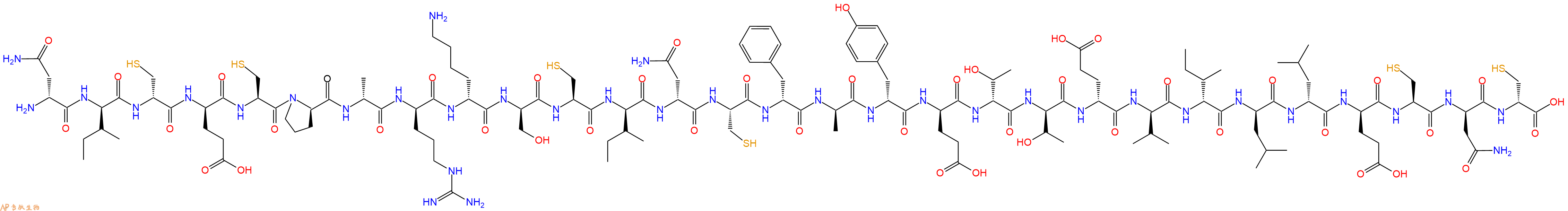 专肽生物产品H2N-DAsn-DIle-DCys-DGlu-Cys-DPro-DAla-DArg-DLys-DSer-Cys-DIle-DAsn-Cys-DPhe-DAla-DTyr-DGlu-DThr-DThr-DGlu-DVal-DIle-DLeu-DLeu-DGlu-Cys-DAsn-DCys-OH