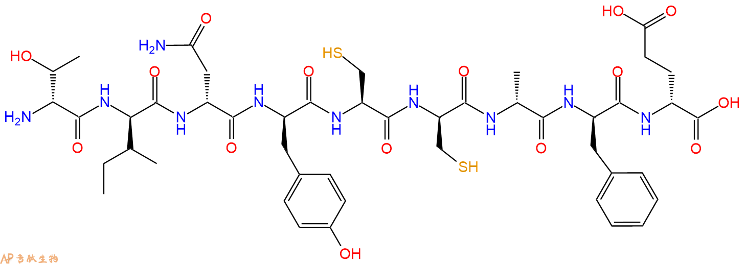专肽生物产品H2N-DThr-DIle-DAsn-DTyr-Cys-DCys-DAla-DPhe-DGlu-OH