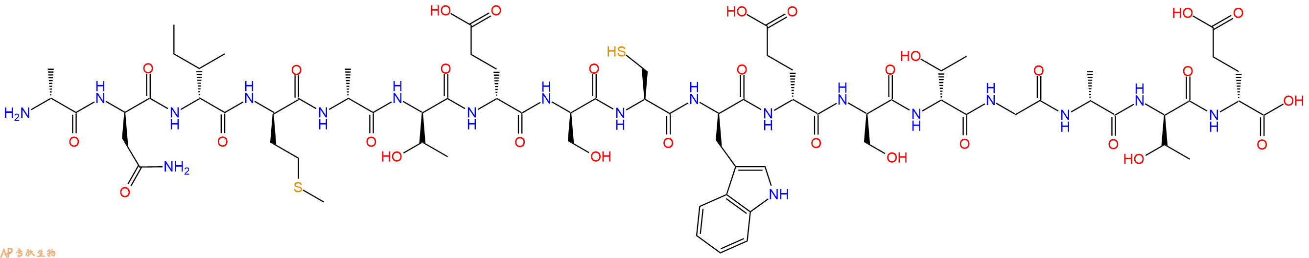 专肽生物产品H2N-DAla-DAsn-DIle-DMet-DAla-DThr-DGlu-DSer-Cys-DTrp-DGlu-DSer-DThr-Gly-DAla-DThr-DGlu-OH