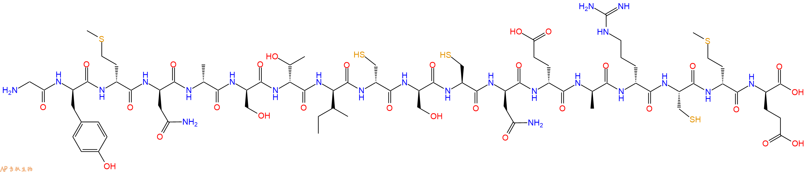 专肽生物产品H2N-Gly-DTyr-DMet-DAsn-DAla-DSer-DThr-DIle-DCys-DSer-Cys-DAsn-DGlu-DAla-DArg-Cys-DMet-DGlu-OH