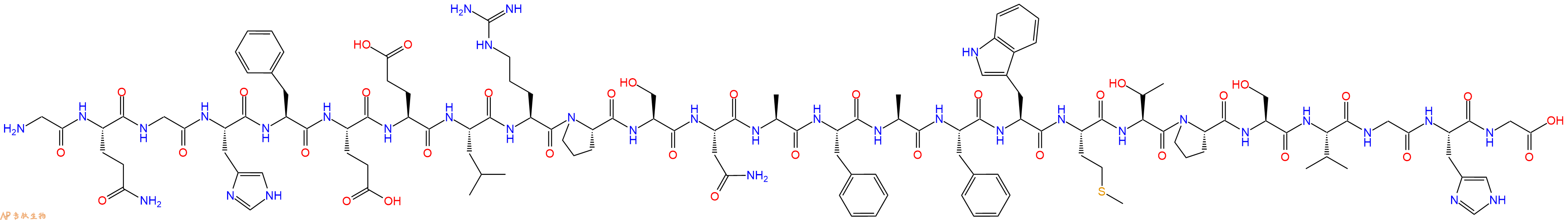 专肽生物产品H2N-Gly-Gln-Gly-His-Phe-Glu-Glu-Leu-Arg-Pro-Ser-Asn-Ala-Phe-Ala-Phe-Trp-Met-Thr-Pro-Ser-Val-Gly-His-Gly-OH