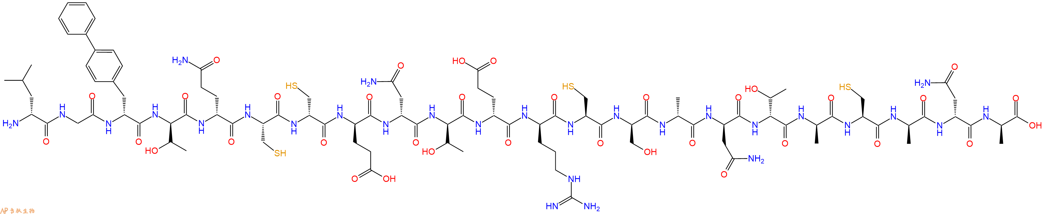 专肽生物产品H2N-DLeu-Gly-DBip-DThr-DGln-Cys-DCys-DGlu-DAsn-DThr-DGlu-DArg-Cys-DSer-DAla-DAsn-DThr-DAla-Cys-DAla-DAsn-DAla-OH