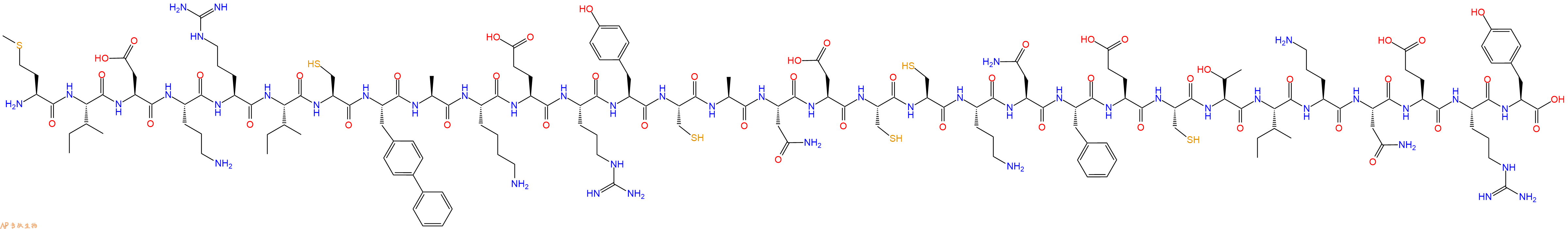 专肽生物产品H2N-Met-Ile-Asp-Orn-Arg-Ile-Cys-Bip-Ala-Lys-Glu-Arg-Tyr-Cys-Ala-Asn-Asp-Cys-Cys-Orn-Asn-Phe-Glu-Cys-Thr-Ile-Orn-Asn-Glu-Arg-Tyr-OH