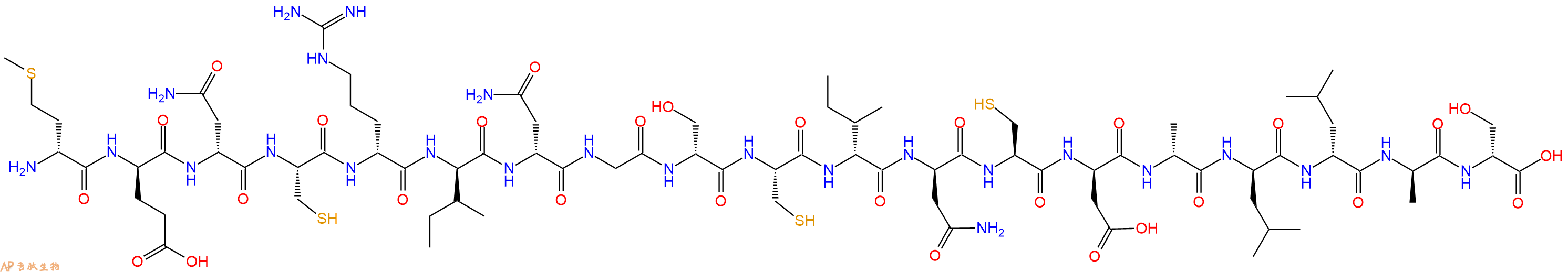 专肽生物产品H2N-DMet-DGlu-DAsn-Cys-DArg-DIle-DAsn-Gly-DSer-Cys-DIle-DAsn-Cys-DAsp-DAla-DLeu-DLeu-DAla-DSer-OH