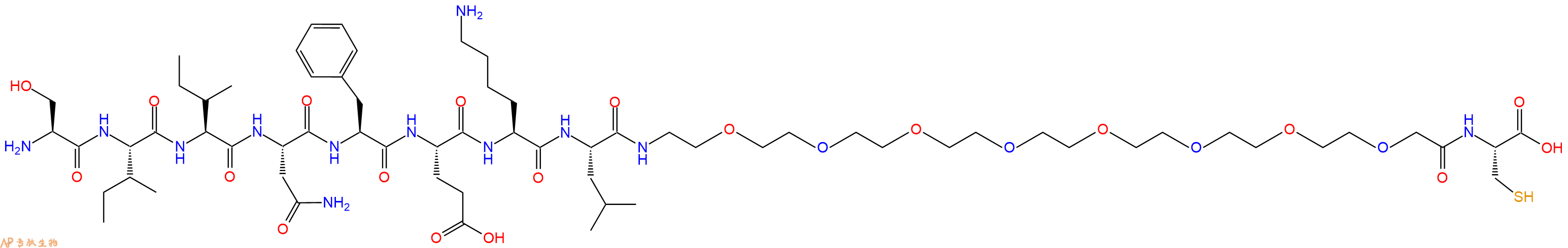 专肽生物产品Ser-Ile-Ile-Asn-Phe-Glu-Lys-Leu-PEG8-Cys