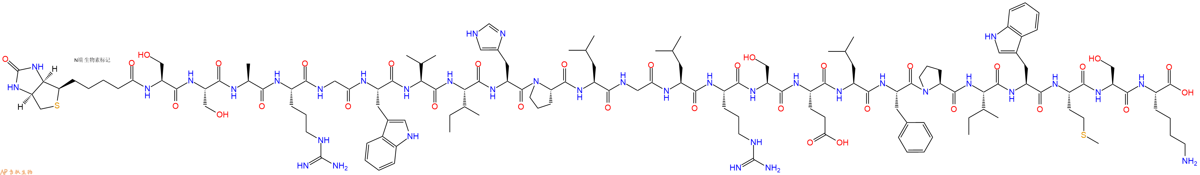 专肽生物产品Biotinyl-Ser-Ser-Ala-Arg-Gly-Trp-Val-Ile-His-Pro-Leu-Gly-Leu-Arg-Ser-Glu-Leu-Phe-Pro-Ile-Trp-Met-Ser-Lys-OH