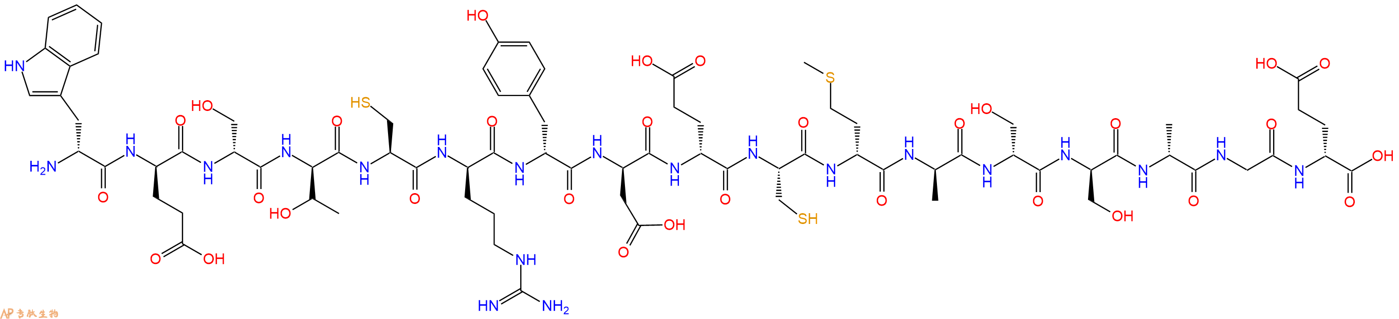 专肽生物产品H2N-DTrp-DGlu-DSer-DThr-Cys-DArg-DTyr-DAsp-DGlu-Cys-DMet-DAla-DSer-DSer-DAla-Gly-DGlu-OH