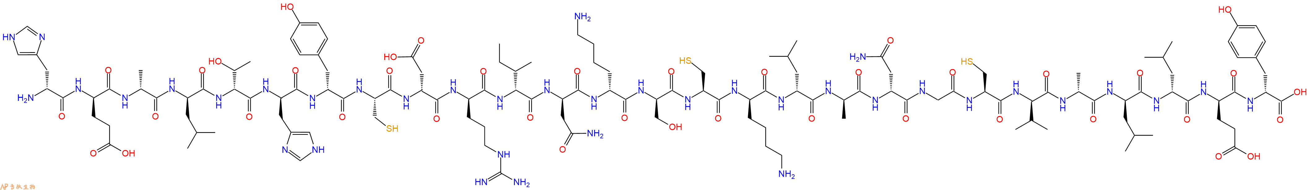 专肽生物产品H2N-DHis-DGlu-DAla-DLeu-DThr-DHis-DTyr-Cys-DAsp-DArg-DIle-DAsn-DLys-DSer-Cys-DLys-DLeu-DAla-DAsn-Gly-Cys-DVal-DAla-DLeu-DLeu-DGlu-DTyr-OH
