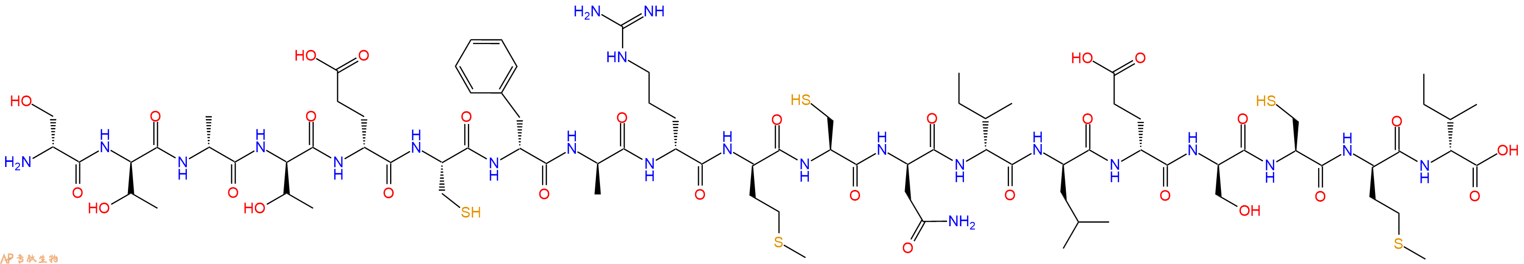 专肽生物产品H2N-DSer-DThr-DAla-DThr-DGlu-Cys-DPhe-DAla-DArg-DMet-Cys-DAsn-DIle-DLeu-DGlu-DSer-Cys-DMet-DIle-OH