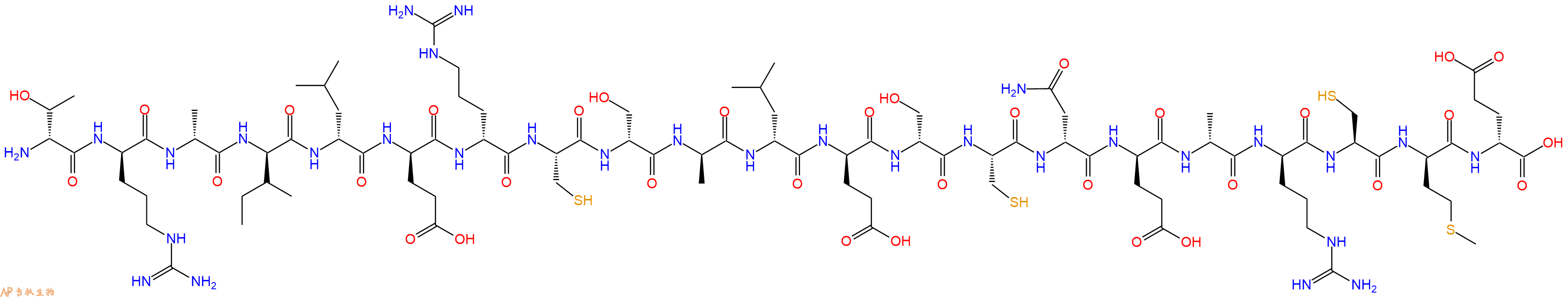 专肽生物产品H2N-DThr-DArg-DAla-DIle-DLeu-DGlu-DArg-Cys-DSer-DAla-DLeu-DGlu-DSer-Cys-DAsn-DGlu-DAla-DArg-Cys-DMet-DGlu-OH