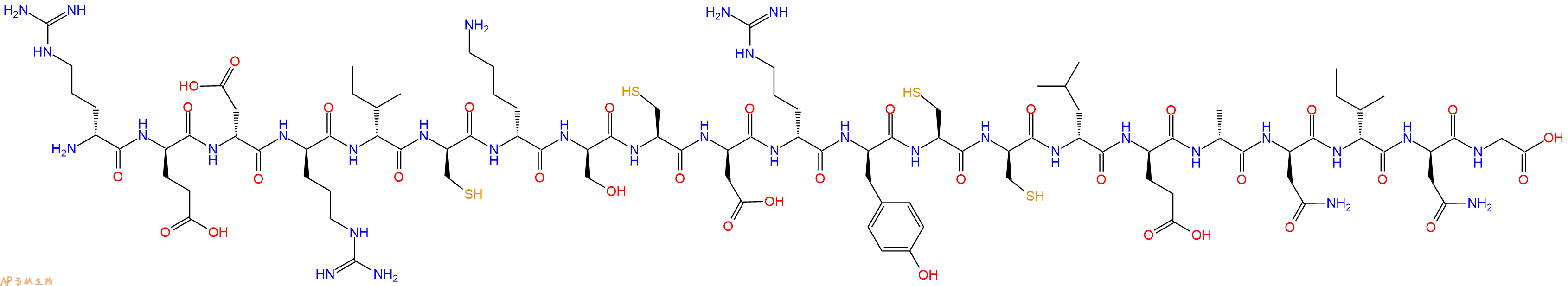 专肽生物产品H2N-DArg-DGlu-DAsp-DArg-DIle-DCys-DLys-DSer-Cys-DAsp-DArg-DTyr-Cys-DCys-DLeu-DGlu-DAla-DAsn-DIle-DAsn-Gly-OH
