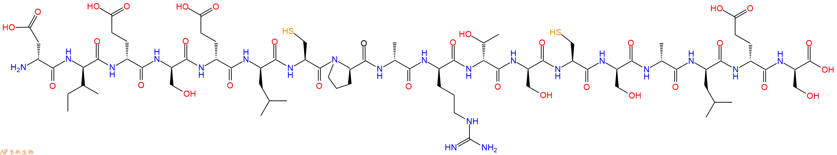 专肽生物产品H2N-DAsp-DIle-DGlu-DSer-DGlu-DLeu-Cys-DPro-DAla-DArg-DThr-DSer-Cys-DSer-DAla-DLeu-DGlu-DSer-OH