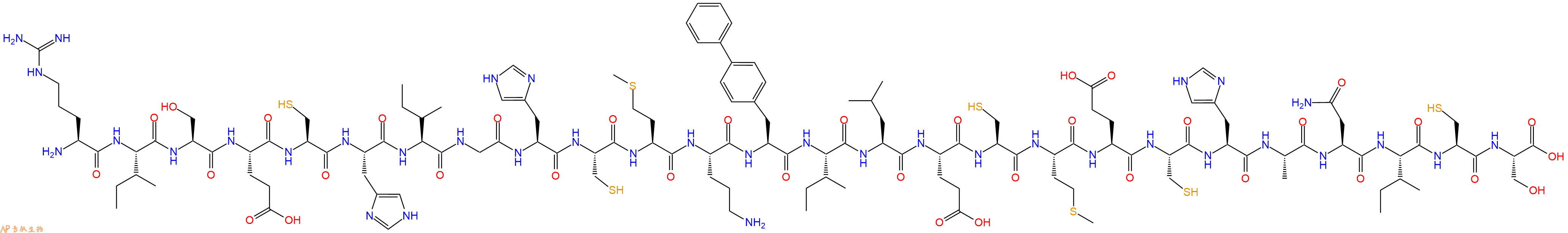 专肽生物产品H2N-Arg-Ile-Ser-Glu-Cys-His-Ile-Gly-His-Cys-Met-Orn-Bip-Ile-Leu-Glu-Cys-Met-Glu-Cys-His-Ala-Asn-Ile-Cys-Ser-OH