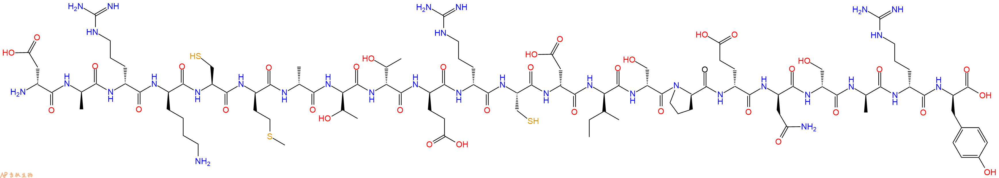 专肽生物产品H2N-DAsp-DAla-DArg-DLys-Cys-DMet-DAla-DThr-DThr-DGlu-DArg-Cys-DAsp-DIle-DSer-DPro-DGlu-DAsn-DSer-DAla-DArg-DTyr-OH