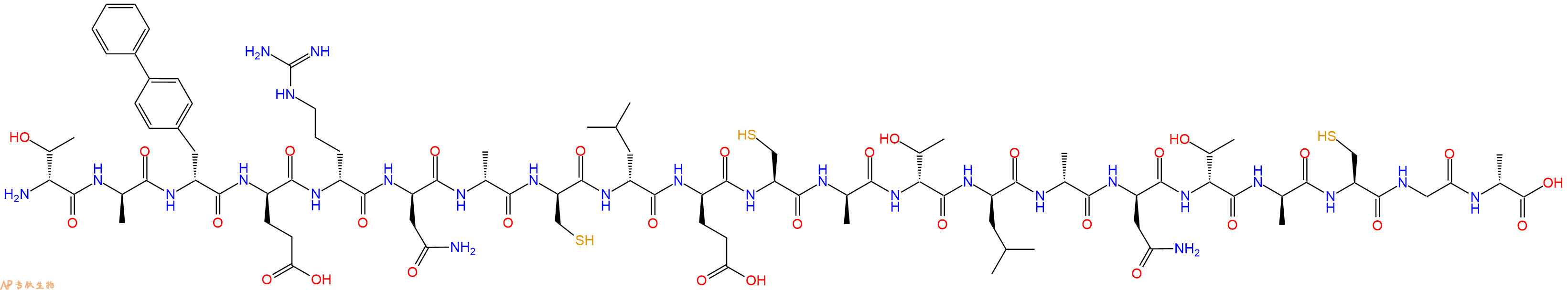 专肽生物产品H2N-DThr-DAla-DBip-DGlu-DArg-DAsn-DAla-DCys-DLeu-DGlu-Cys-DAla-DThr-DLeu-DAla-DAsn-DThr-DAla-Cys-Gly-DAla-OH