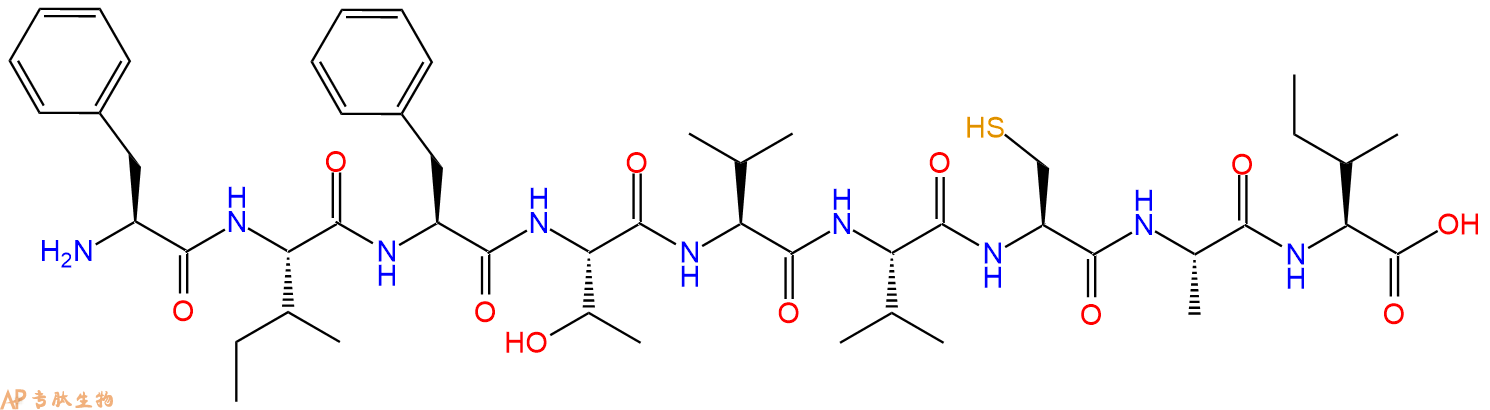 专肽生物产品H2N-Phe-Ile-Phe-Thr-Val-Val-Cys-Ala-Ile-OH