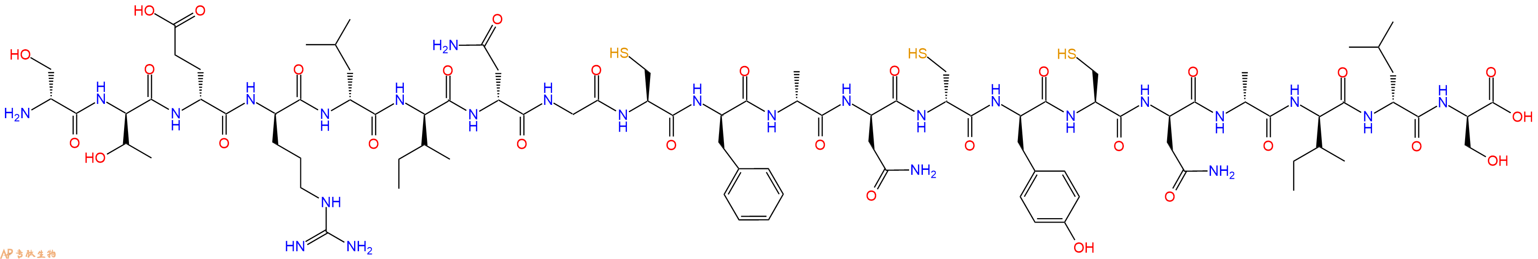 专肽生物产品H2N-DSer-DThr-DGlu-DArg-DLeu-DIle-DAsn-Gly-Cys-DPhe-DAla-DAsn-DCys-DTyr-Cys-DAsn-DAla-DIle-DLeu-DSer-OH
