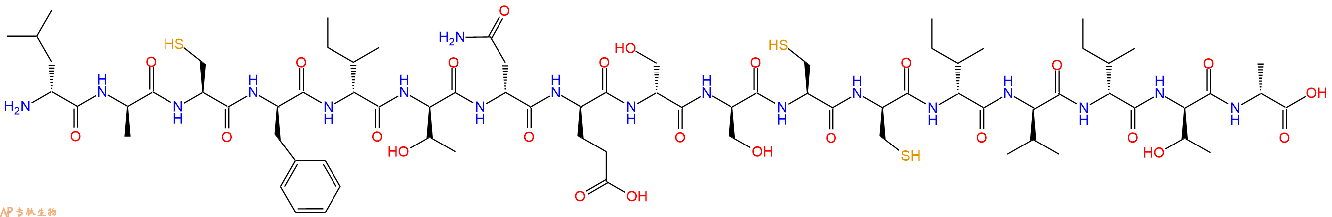 专肽生物产品H2N-DLeu-DAla-Cys-DPhe-DIle-DThr-DAsn-DGlu-DSer-DSer-Cys-DCys-DIle-DVal-DIle-DThr-DAla-OH