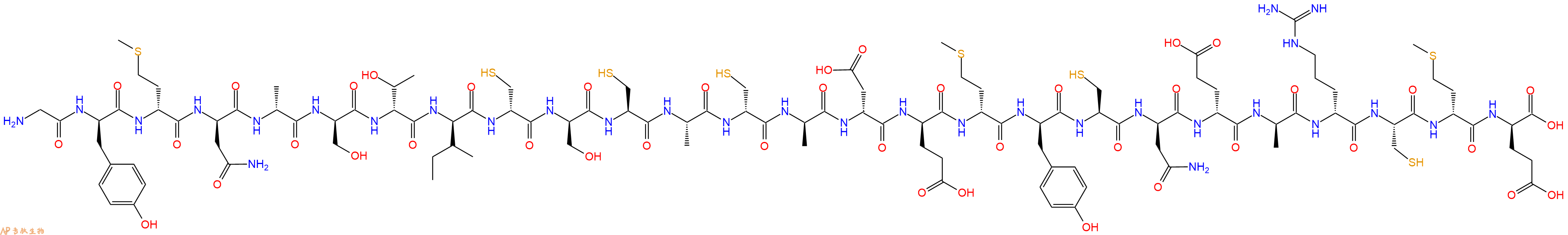 专肽生物产品H2N-Gly-DTyr-DMet-DAsn-DAla-DSer-DThr-DIle-DCys-DSer-Cys-Ala-DCys-DAla-DAsp-DGlu-DMet-DTyr-Cys-DAsn-DGlu-DAla-DArg-Cys-DMet-DGlu-OH