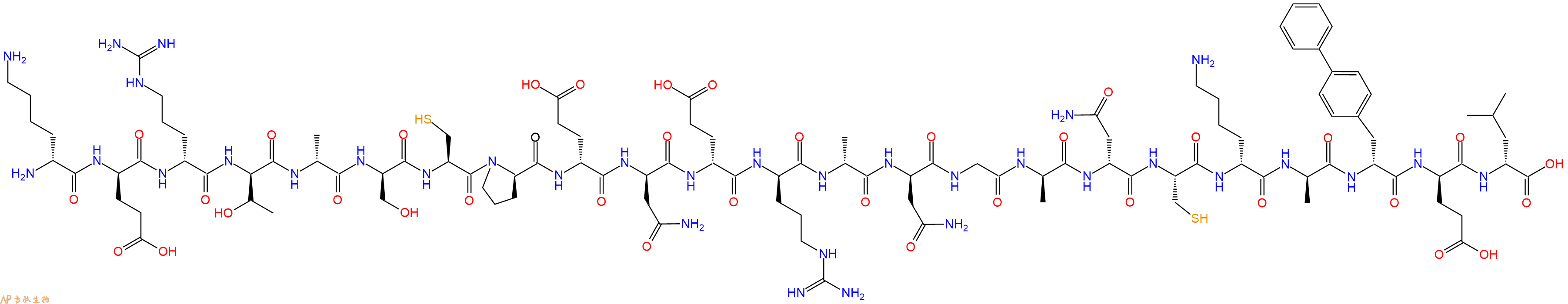 专肽生物产品H2N-DLys-DGlu-DArg-DThr-DAla-DSer-Cys-DPro-DGlu-DAsn-DGlu-DArg-DAla-DAsn-Gly-DAla-DAsn-Cys-DLys-DAla-DBip-DGlu-DLeu-OH