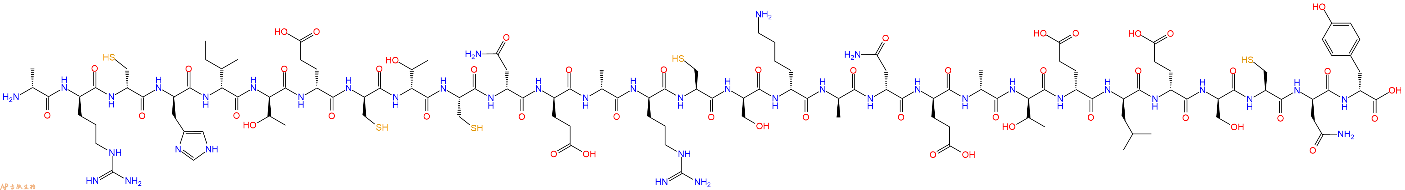 专肽生物产品H2N-DAla-DArg-DCys-DHis-DIle-DThr-DGlu-DCys-DThr-Cys-DAsn-DGlu-DAla-DArg-Cys-DSer-DLys-DAla-DAsn-DGlu-DAla-DThr-DGlu-DLeu-DGlu-DSer-Cys-DAsn-DTyr-OH