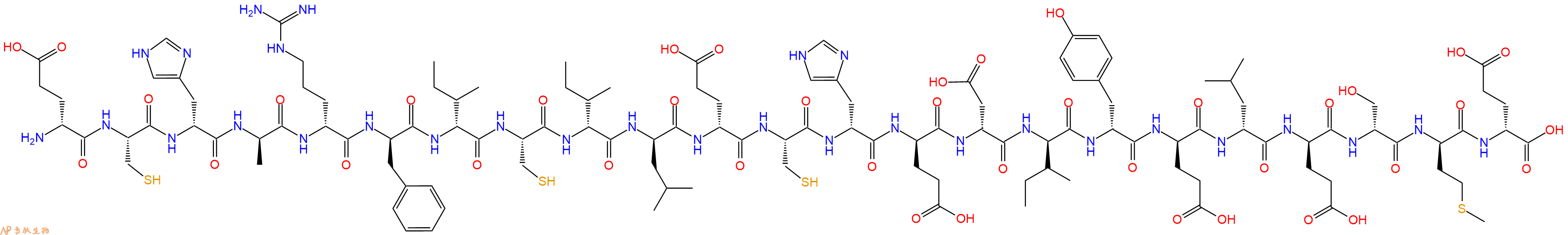 专肽生物产品H2N-DGlu-Cys-DHis-DAla-DArg-DPhe-DIle-Cys-DIle-DLeu-DGlu-Cys-DHis-DGlu-DAsp-DIle-DTyr-DGlu-DLeu-DGlu-DSer-DMet-DGlu-OH