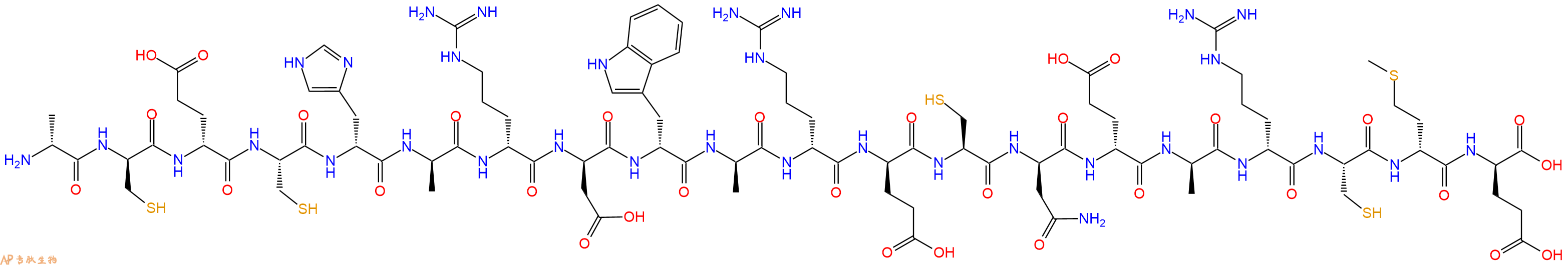 专肽生物产品H2N-DAla-DCys-DGlu-Cys-DHis-DAla-DArg-DAsp-DTrp-DAla-DArg-DGlu-Cys-DAsn-DGlu-DAla-DArg-Cys-DMet-DGlu-OH
