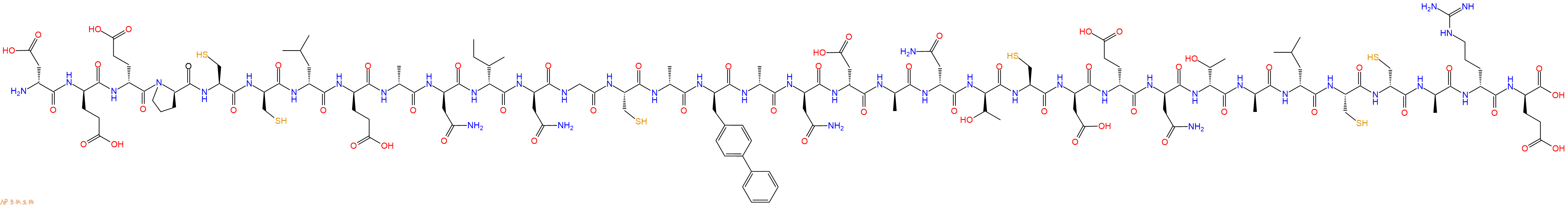 专肽生物产品H2N-DAsp-DGlu-DGlu-DPro-Cys-DCys-DLeu-DGlu-DAla-DAsn-DIle-DAsn-Gly-Cys-DAla-DBip-DAla-DAsn-DAsp-DAla-DAsn-DThr-Cys-DAsp-DGlu-DAsn-DThr-DAla-DLeu-Cys-DCys-DAla-DArg-DGlu-OH