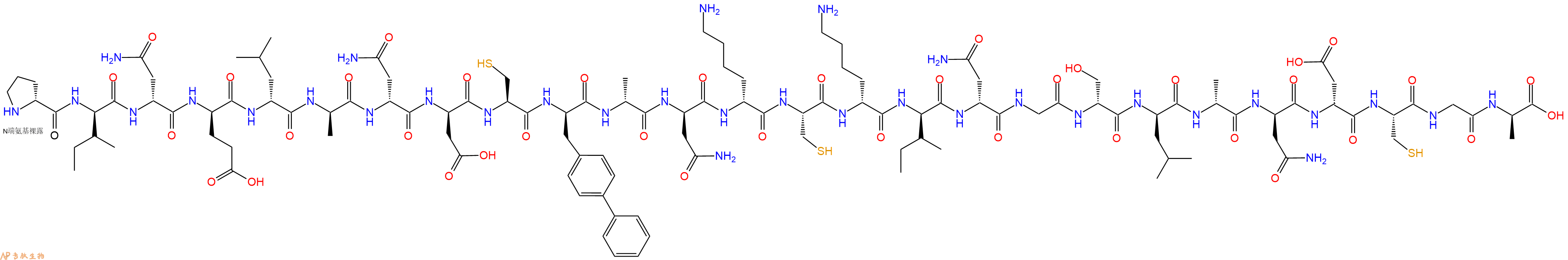 专肽生物产品H2N-DPro-DIle-DAsn-DGlu-DLeu-DAla-DAsn-DAsp-Cys-DBip-DAla-DAsn-DLys-Cys-DLys-DIle-DAsn-Gly-DSer-DLeu-DAla-DAsn-DAsp-Cys-Gly-DAla-OH