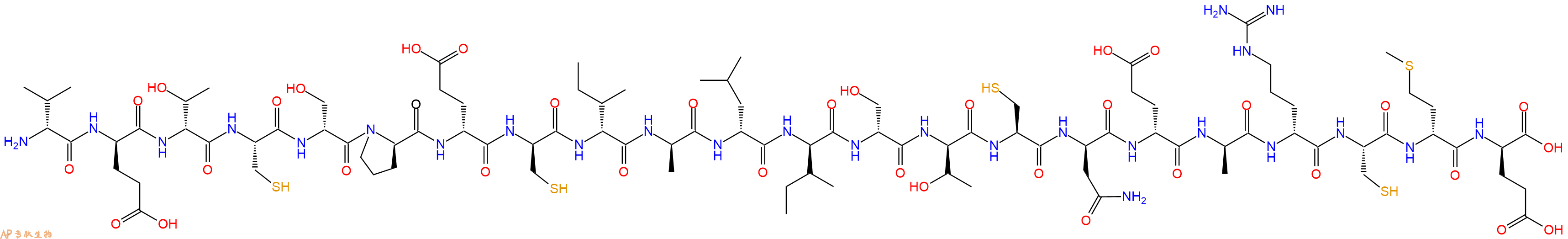 专肽生物产品H2N-DVal-DGlu-DThr-Cys-DSer-DPro-DGlu-DCys-DIle-DAla-DLeu-DIle-DSer-DThr-Cys-DAsn-DGlu-DAla-DArg-Cys-DMet-DGlu-OH