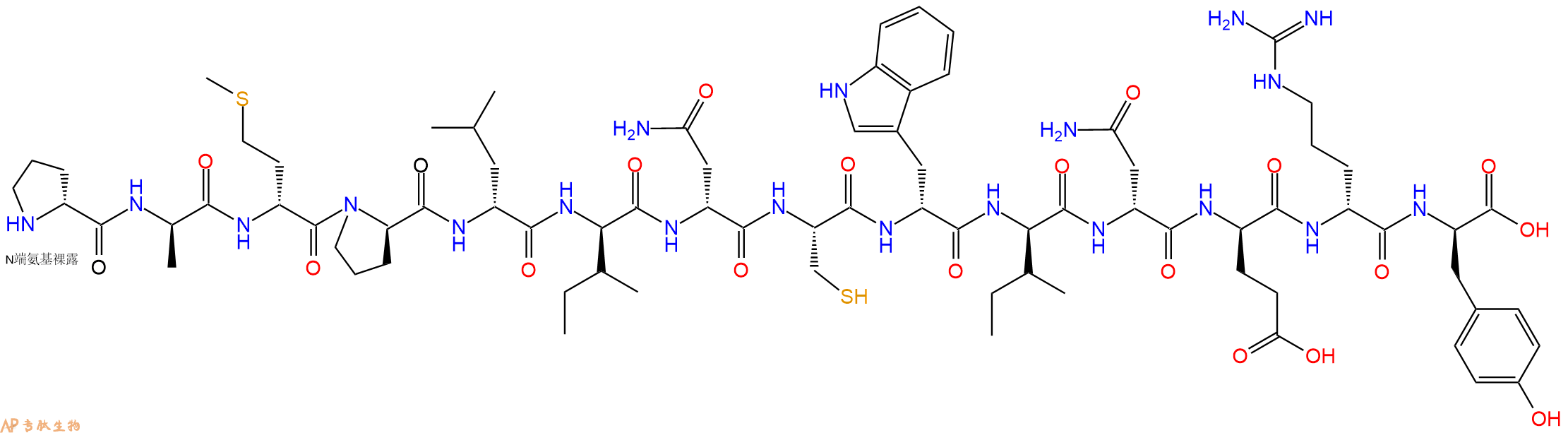 专肽生物产品H2N-DPro-DAla-DMet-DPro-DLeu-DIle-DAsn-Cys-DTrp-DIle-DAsn-DGlu-DArg-DTyr-OH