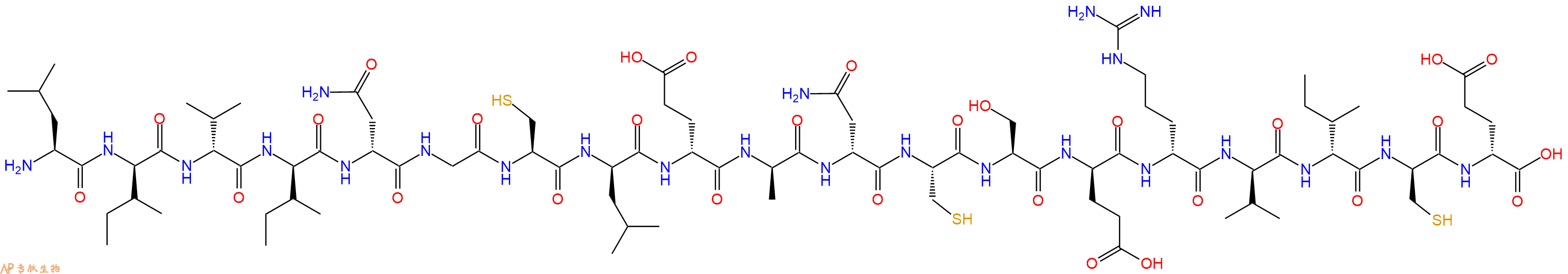 专肽生物产品H2N-Leu-DIle-DVal-DIle-DAsn-Gly-Cys-DLeu-DGlu-DAla-DAsn-Cys-Ser-DGlu-DArg-DVal-DIle-DCys-DGlu-OH
