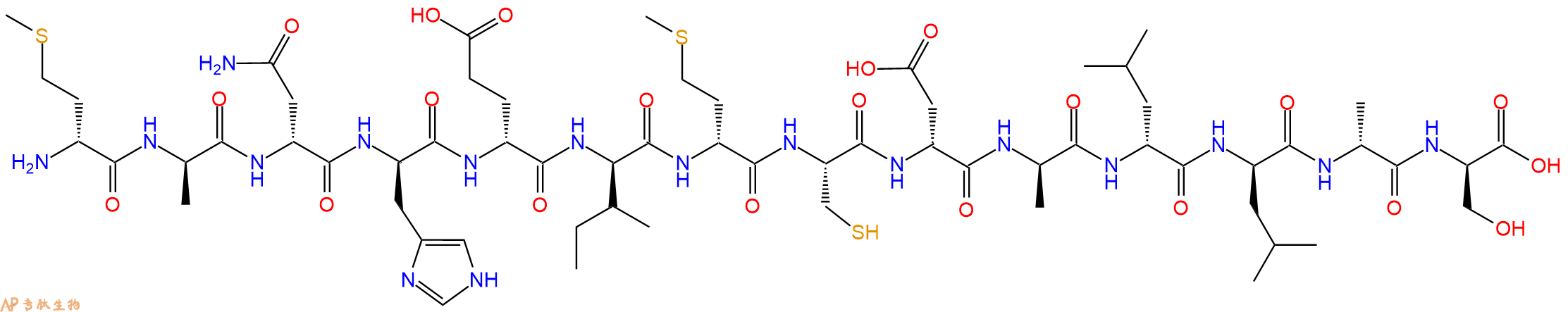 专肽生物产品H2N-DMet-DAla-DAsn-DHis-DGlu-DIle-DMet-Cys-DAsp-DAla-DLeu-DLeu-DAla-DSer-OH