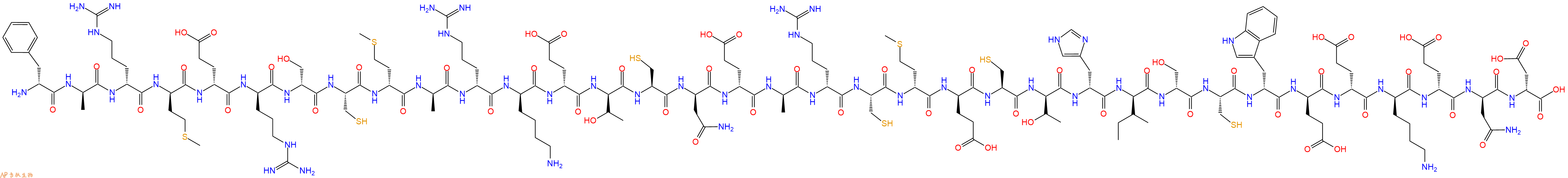 专肽生物产品H2N-DPhe-DAla-DArg-DMet-DGlu-DArg-DSer-Cys-DMet-DAla-DArg-DLys-DGlu-DThr-Cys-DAsn-DGlu-DAla-DArg-Cys-DMet-DGlu-Cys-DThr-DHis-DIle-DSer-Cys-DTrp-DGlu-DGlu-DLys-DGlu-DAsn-DAsp-OH