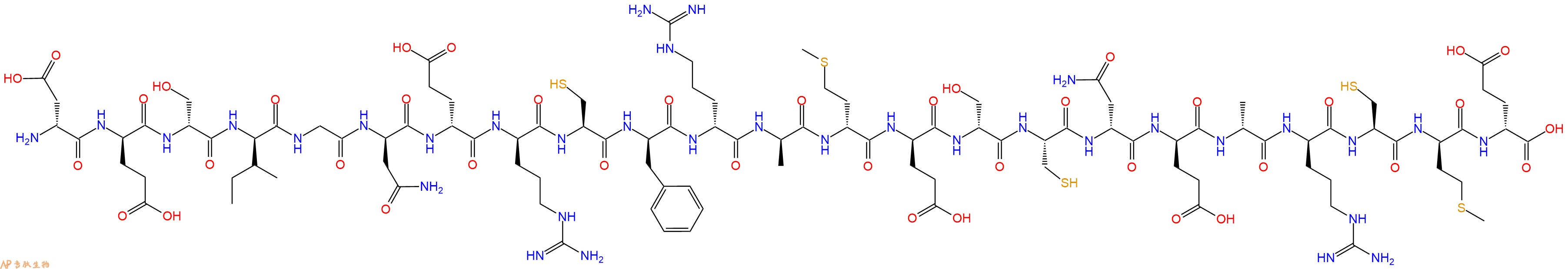 专肽生物产品H2N-DAsp-DGlu-DSer-DIle-Gly-DAsn-DGlu-DArg-Cys-DPhe-DArg-DAla-DMet-DGlu-DSer-Cys-DAsn-DGlu-DAla-DArg-Cys-DMet-DGlu-OH