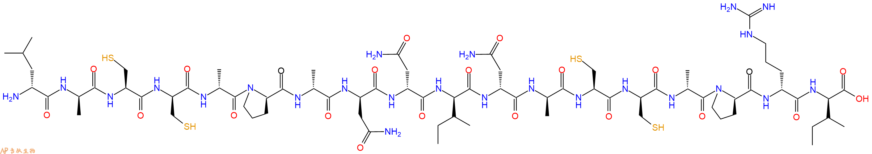 专肽生物产品H2N-DLeu-DAla-Cys-DCys-DAla-DPro-DAla-DAsn-DAsn-DIle-DAsn-DAla-Cys-DCys-DAla-DPro-DArg-DIle-OH