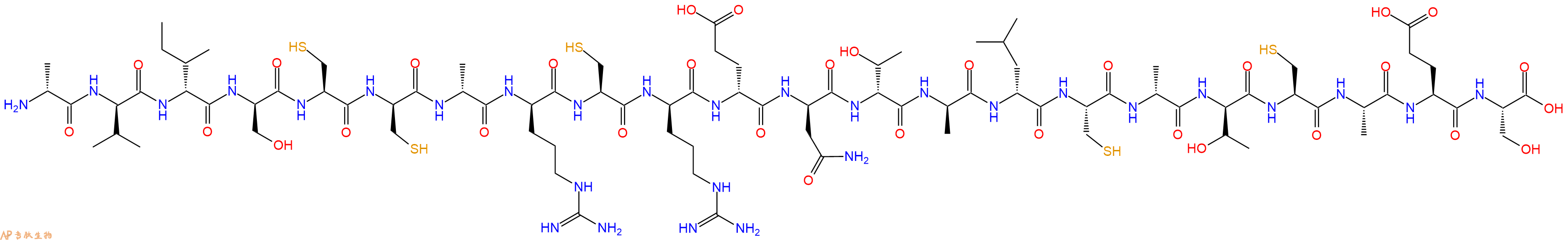 专肽生物产品H2N-DAla-DVal-DIle-DSer-Cys-DCys-DAla-DArg-Cys-DArg-DGlu-DAsn-DThr-DAla-DLeu-Cys-DAla-DThr-Cys-Ala-Glu-Ser-OH